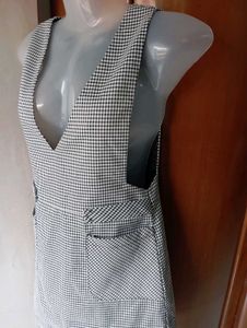 Plaid V-Neck Pinafore Dress