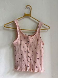 Cute Floral Ribbed Tank Tops -