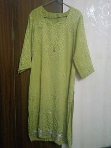 Lime Green Sequined Kurta