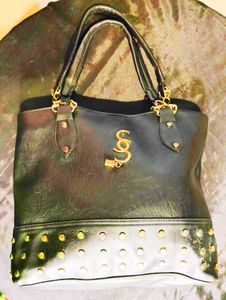 Lovely Black Bag With Golden Chain And Studs