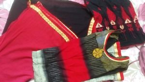 Black And Red Kurta Set