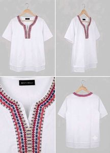 Embroidered White Cotton Kurta🤍