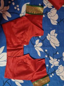 Red Silk Saree with Green Border