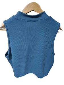 Shein Blue Mock Neck Sleeveless Crop Top Large