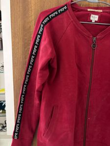Maroon Zip-Up Jacket of pepe jeans