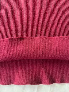 Maroon V-Neck Cropped Knit Top