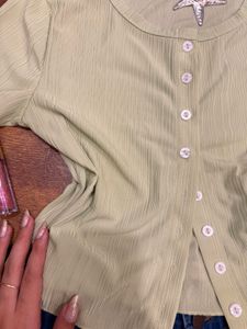 Light Green Button-Up Top