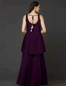 Stylish Purple Kurta Set with White Zigzag Print