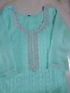 Elegant Mint Green Chikankari Kurta Set