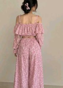 Pink Floral Off-Shoulder Co-ord Set