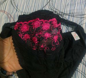 Black Embroidered Lingerie Set- 3 Floral colours