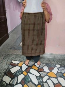 vintage "o pas" Brown Plaid Pencil Skirt