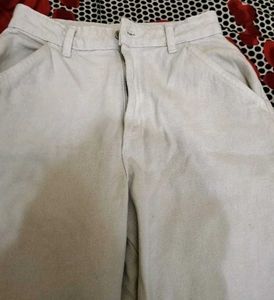 Cream Wide Leg Jeans