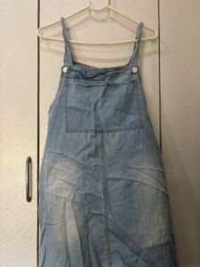 Light Wash Denim Pinafore Dress