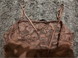 Zara Nude Brown Floral Lace