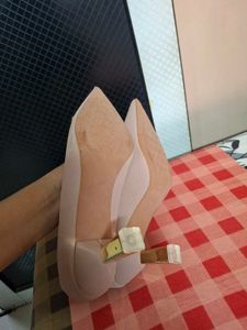 Peach Heels with Jewel Embellishment