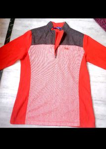 Men's Red &amp; Grey Zip Pullover