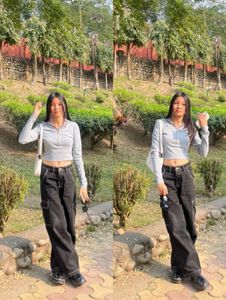 Grey Quarter Zip Long Sleeve Top(S)