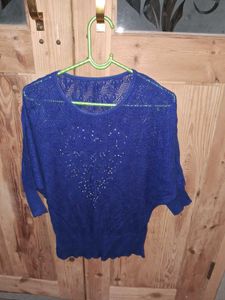 Chic Blue Sparkle Sweater