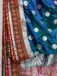 Peacock Blue Dual Tone Banarasi Saree