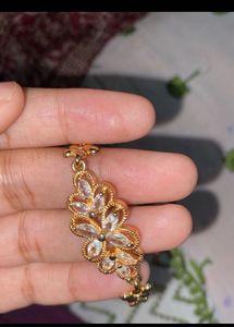 Gold Flower Bracelet with Stones