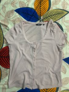 Ribbed Button-Up Crop Top