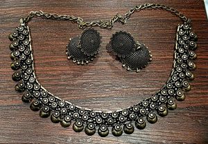 Oxidised Necklace with Earrings Set