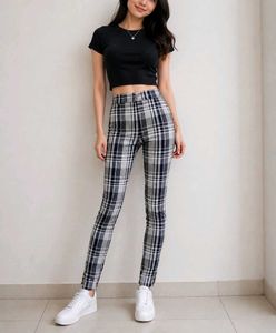 Chic Plaid High-Waisted Pants