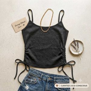 Ribbed Grey Cami with Side Ties🩶