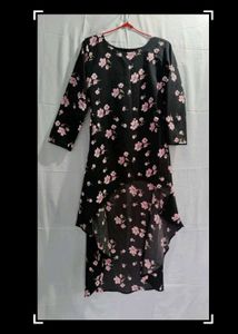 Chic Floral Print High-Low Kurta