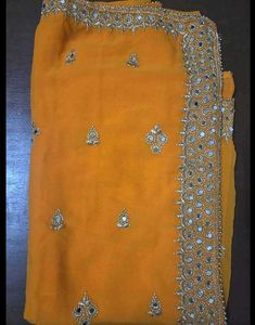 Embellished orange Saree