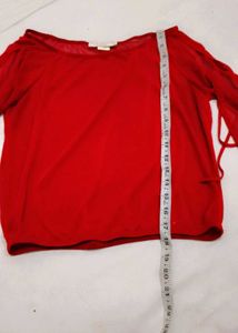Chic Red Cold Shoulder Tie-Sleeve Top