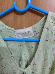 Floral Print Green Mini Dress