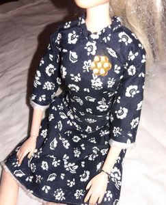Navy Floral Print Midi Dress