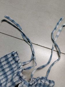 Cute Blue Gingham Smocked Cami Top