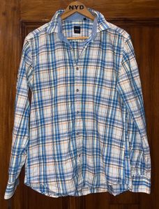 BOSS Men's Blue Plaid Casual Shirt