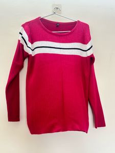 Pink Striped Knit Sweater
