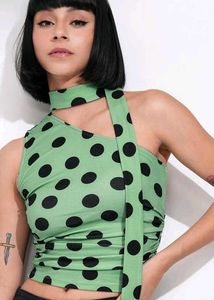 Chic Polka Dot Halter Neck Top