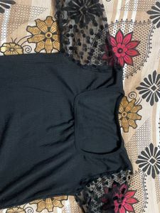 Elegant Black Top with Lace Sleeves