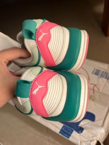 Puma Sneakers - White with Pink &amp; Teal Accents
