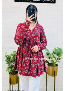 Red Floral Kurta
