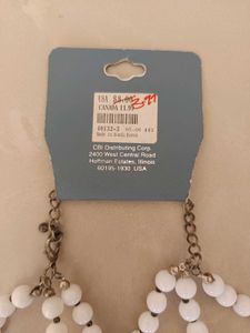 Three Pieces Elegant White Beaded Necklace Set