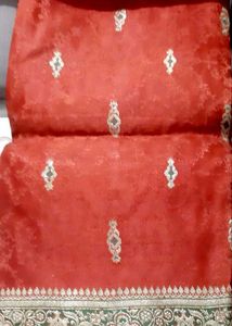 Elegant orange GreenBrocade Banarasi Saree