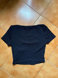 Zara Black Square Neck Cropped Top