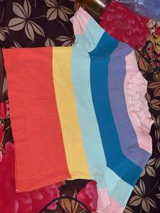 Rainbow Pleated Crop Top