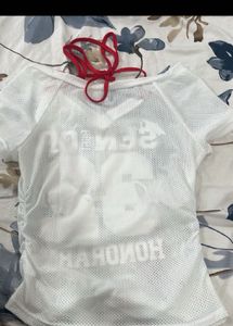White Tie-Up Pullover T-Shirt