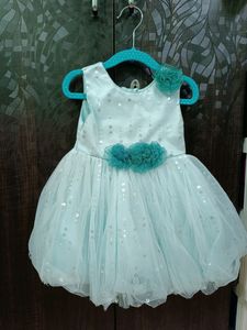Sky Blue Net Party Wear Dress
