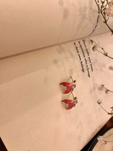 Charming Red Flower Stud Earrings