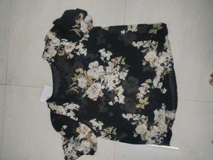 MIDNIGHT BLOOM CHIFFON TOP