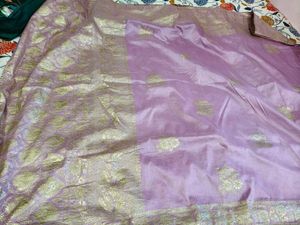 Beautiful Lilac Saree with Gold Brocade